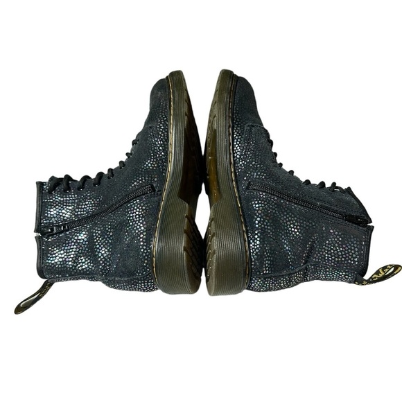 Dr. Martens Pascal Lace Up Boots Black Suede Outer Iridescent Foil Kids Girls 3Y - Picture 5 of 8